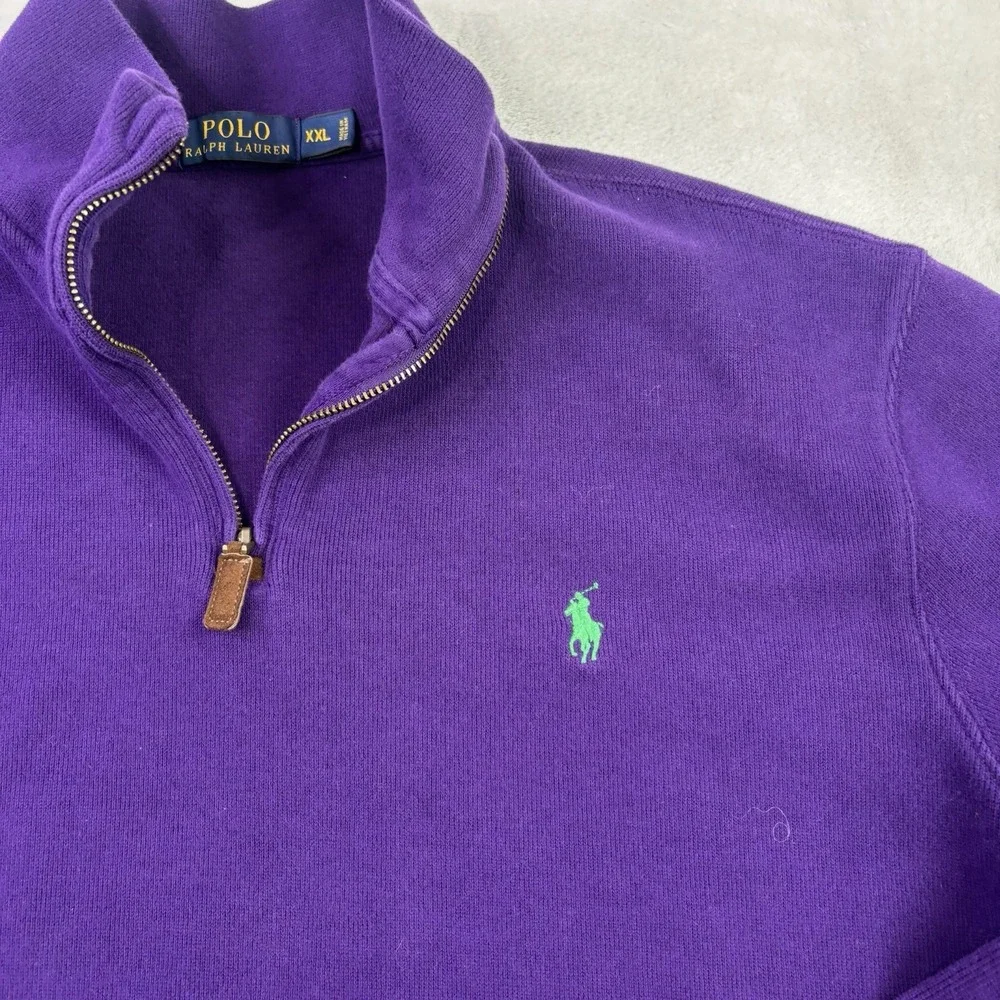 Polo Ralph Lauren Purple 1/4 Zip Pullover Long Sleeve Sweater Men's XXL